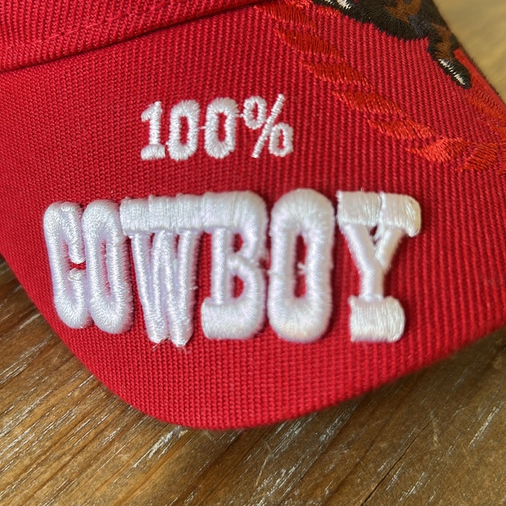Red Cowboy Embroidered Cap. 100% Cowboy. - Picture 16 of 17